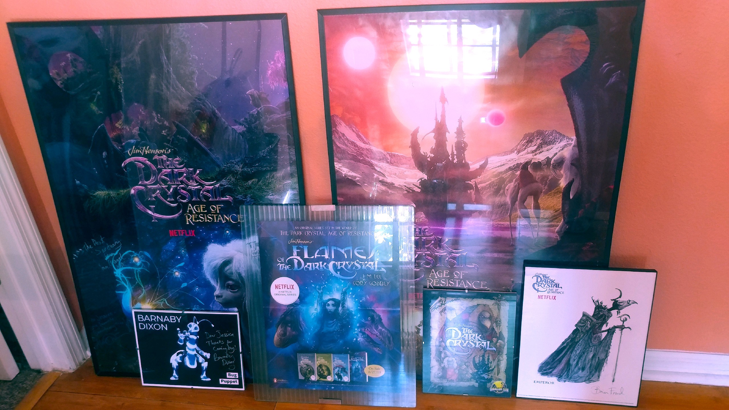 Some of my Dark Crystal Swag. The signed Brian Froud piece made me happy cry a little.